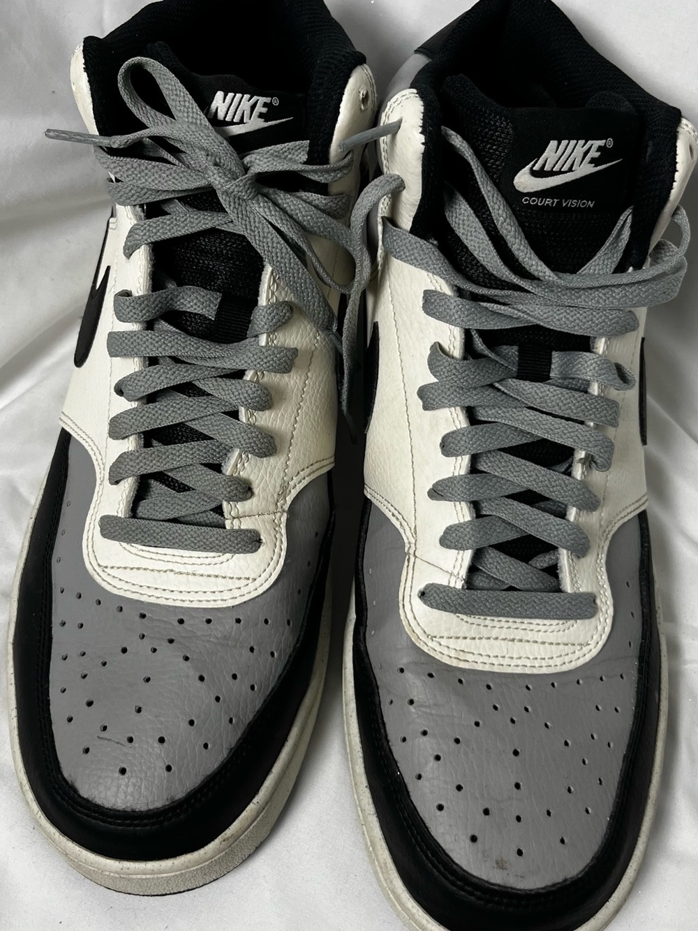 Nike Men’s Court Vision High Top Sneakers - White/Gray/Black